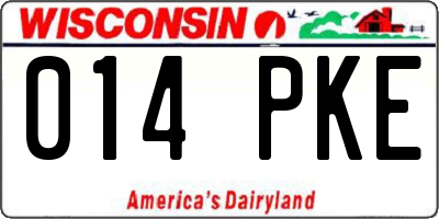 WI license plate 014PKE