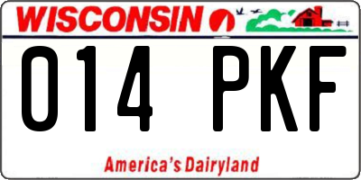 WI license plate 014PKF
