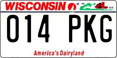 WI license plate 014PKG