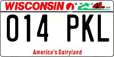 WI license plate 014PKL