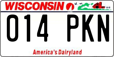 WI license plate 014PKN