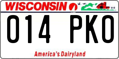 WI license plate 014PKO