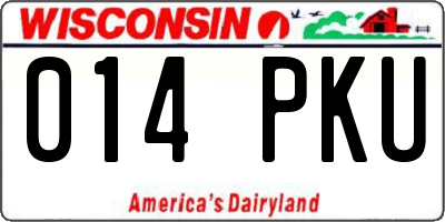 WI license plate 014PKU