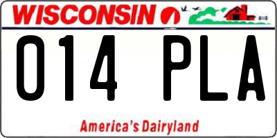 WI license plate 014PLA