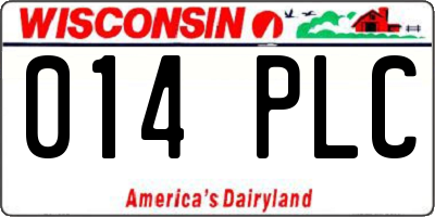 WI license plate 014PLC