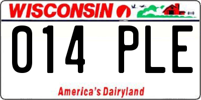 WI license plate 014PLE