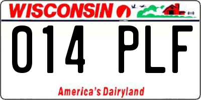 WI license plate 014PLF