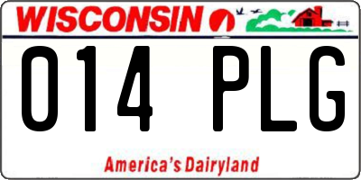 WI license plate 014PLG