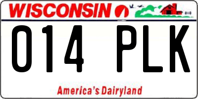 WI license plate 014PLK