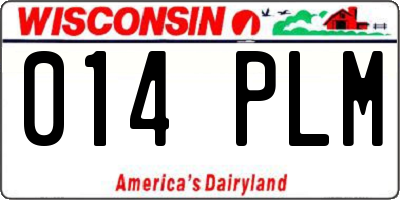 WI license plate 014PLM
