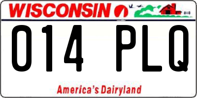 WI license plate 014PLQ