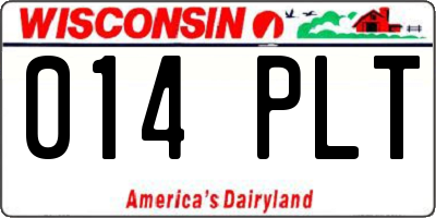 WI license plate 014PLT