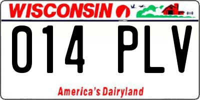WI license plate 014PLV
