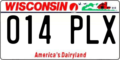 WI license plate 014PLX