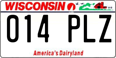 WI license plate 014PLZ