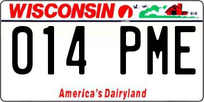 WI license plate 014PME