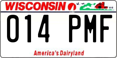 WI license plate 014PMF