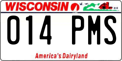 WI license plate 014PMS