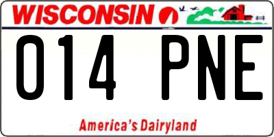 WI license plate 014PNE