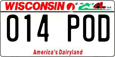 WI license plate 014POD