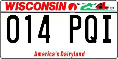 WI license plate 014PQI