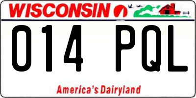 WI license plate 014PQL