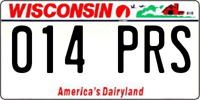 WI license plate 014PRS