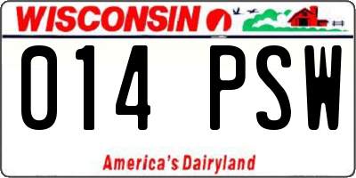 WI license plate 014PSW