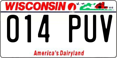 WI license plate 014PUV