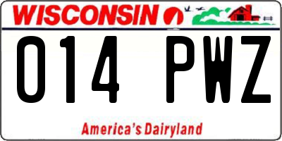 WI license plate 014PWZ