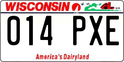 WI license plate 014PXE