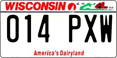 WI license plate 014PXW