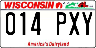 WI license plate 014PXY