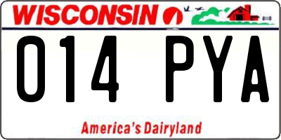 WI license plate 014PYA