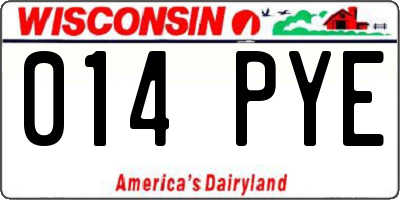 WI license plate 014PYE