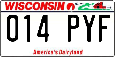 WI license plate 014PYF
