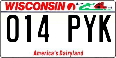 WI license plate 014PYK