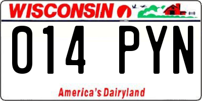 WI license plate 014PYN