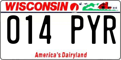 WI license plate 014PYR