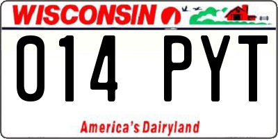 WI license plate 014PYT