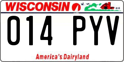WI license plate 014PYV