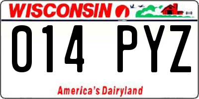 WI license plate 014PYZ