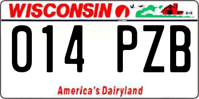 WI license plate 014PZB