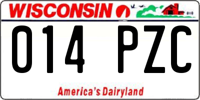 WI license plate 014PZC