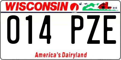WI license plate 014PZE