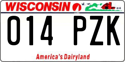 WI license plate 014PZK