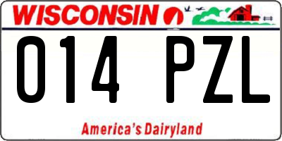 WI license plate 014PZL