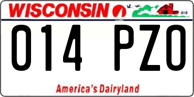 WI license plate 014PZO