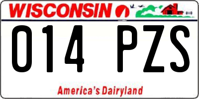 WI license plate 014PZS