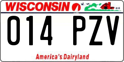 WI license plate 014PZV